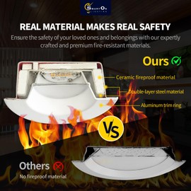 6 Pack 4 Inch 2 Hour FIRE Rated LED Recessed Lighting, 2700K/3000K/3500K/4000K/5000K Selectable, Dimmable, 900LM, Smooth Trim Anti-Glare Wafer Lights, Wet Rated Downlight, IC Rated, ETL, Energy Star