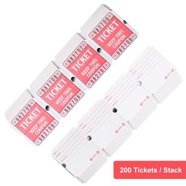 L LIKED 200 Raffle Tickets, 50/50 Double Roll Tickets for Event, Raffles, Carnival, Door Prizes and Class Reward (Red)