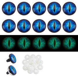 PH PandaHall - 20 juegos de 22 mm que brillan en la oscuridad ojos de seguridad, cabujones de ojos azules, plástico luminoso, ojo de dragón, ojo de ganchillo, ojo de seguridad con arandelas para