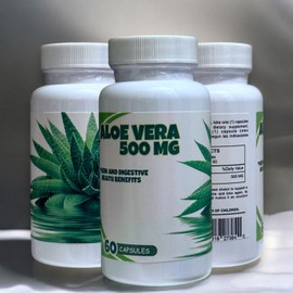 Aloe Vera 500Mg Skin & Digestive Herbal Supplement 60 Capules Health Detox Pills