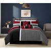 Chezmoi Collection Upland 7-Piece Quilted Patchwork Comforter Set, Red/Gray/Black, Oversized