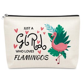 Sazuwu Flamingos Themed Gifts for Girls Cosmetic Bag Pink Flamingo Print Makeup Pouch for Women Girls Cute Travel Toiletry Bag Makeup Organizer for Cosmetics Accessories