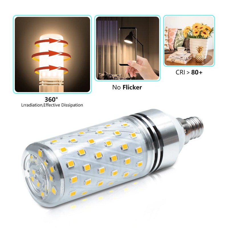 Super Bright E12 LED Corn Bulbs, 16W 1500LM Bulbs, Warm