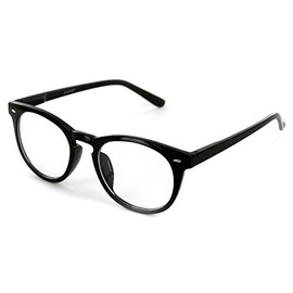 "Retrospective" Round Retro Square Reading Glasses with Invisible Blended Bifocal for Men and Women (Black +1.75)