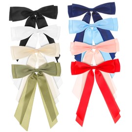 Ipetboom Polyester Bow Hair Clips for Women Girls Sturdy Non Slip Grip Long Tail Bows for Girls Hair Barrettes