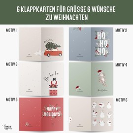 6 Christmas Cards | Greeting Cards Christmas | Set of 6 Folding Cards Merry Christmas Including 6 Natural Envelopes | Christmas Cards (Xmas)