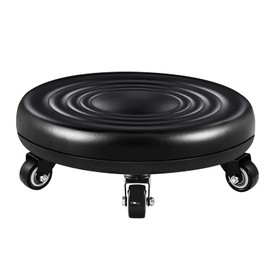 Lanstics Low Roller Seat Short Stools with Wheel Chair PU Leather Rolling Stool Seats Universal Wheels for Home Office Fitness Round Roller Seat Stool (Black)