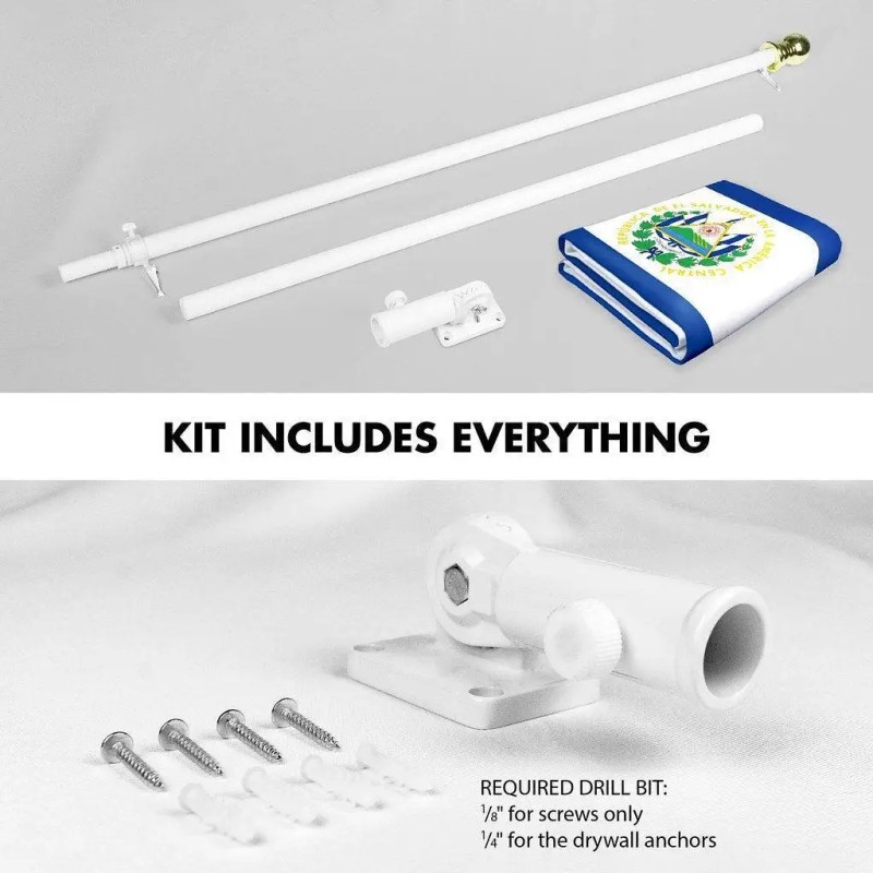 UD_G128 Combo Pack: 6 Ft Tangle Free Spinning Flagpole (White)