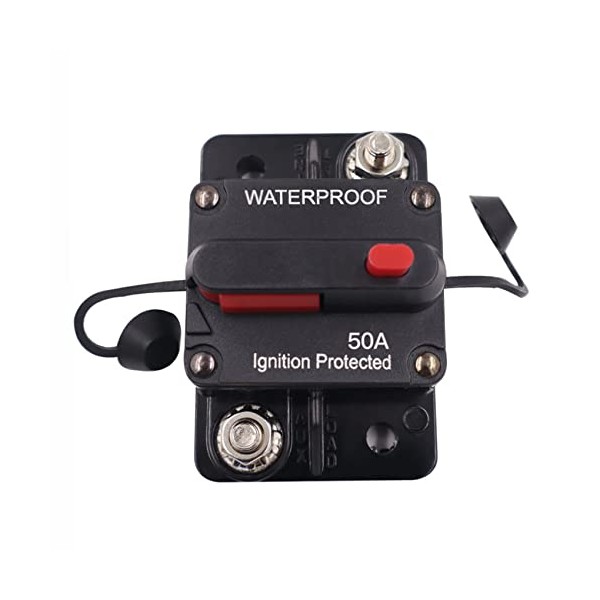 JACAWEEN 50 Amp Circuit Breaker,Waterproof,with Manual Reset,12V-48V DC, for Car