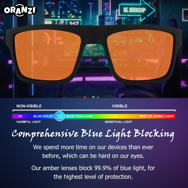 ORANZI 2 Pack Blue Light Glasses Men Woman, Computer Gaming