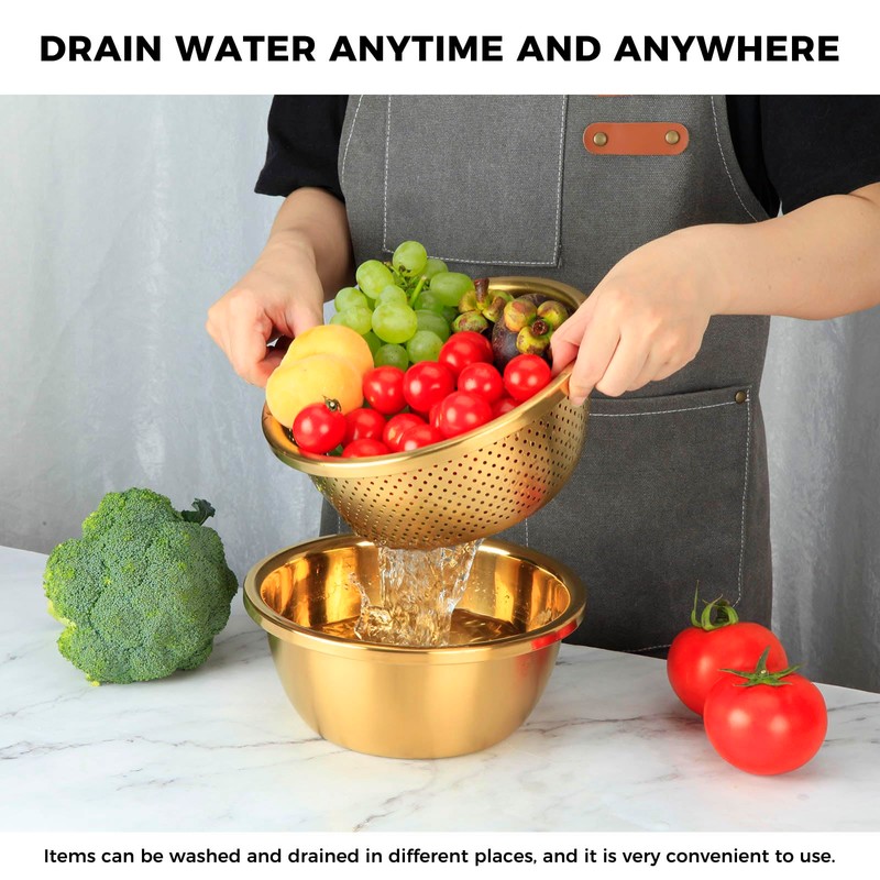 Snailhouse Colander with Mixing Bowl, 2QT 304 Stainless Steel Kitchen