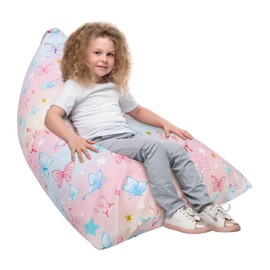 Decalsweet Kids Bean Bag - COVER ONLY - Large Stuffed Animal Storage Bean Bag for Kids Girls Toddler,No Filling-Butterfly