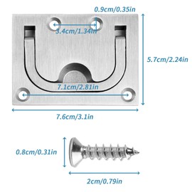 CLIO Stainless Steel Hatch Pull Flush Lift Solid Boat Ring Hatches Handles for Boat Deck Hatch Handle Flush Ring Pull Home Furniture Drawer Cabinet Recessed Lid Handle etc (2 Pack of Flush Ring Pull)