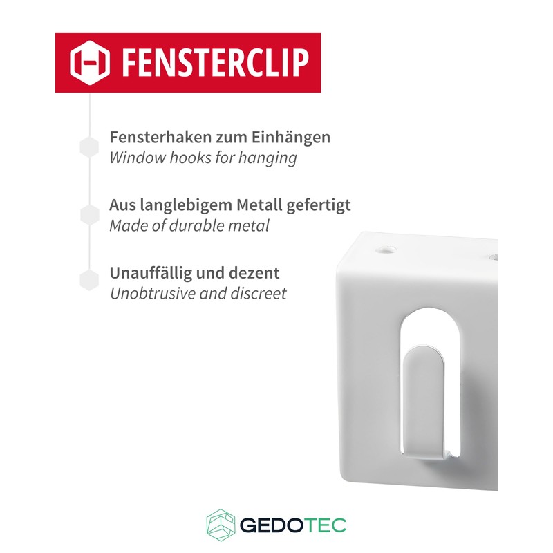 Gedotec Window Hooks White | Hanging Hooks Made of Steel