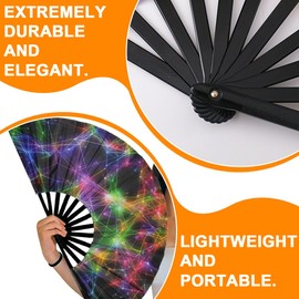 Hand Fan, 1 Pack Large Bamboo Foldable Chinese Decorative Sauna Fan Wedding, Summer Hand Fan Asian Decoration for Birthday, Party, Club, Festival, Rave, Wedding, Photography, Wall Decoration