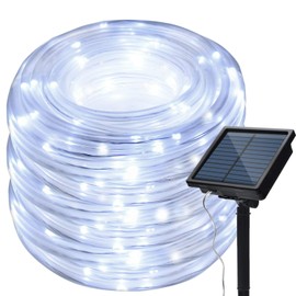 Solar Rope Lights Outdoor,KINGCOO Waterproof 72FT 200LED Tube Copper Wire Pipe Twinkling Solar Fairy String Lights for Garden Yard Home Wedding Party Christmas Lighting Decorations (White)