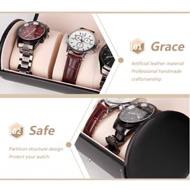 Checkzed Watch Travel Case, Handmade Leather Watch Box organizer for Men, 3-Slot Watch holder with Velvet Protection for Secure Home Storage (Black Watch roll) ﻿