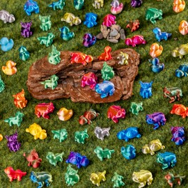 150pcs Mini 3D Printed Animals Tiny Animals Plastics Figures Miniature Little Small Ducks, Frogs, Turtles, Yaks Figurines Bulk for Micro Fairy Garden Landscape Accessories Hide Crafts Decor Aquarium