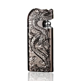 WJMTXAZH Carving Dragon Antique Lighter, Cool Vintage Metal Lighters, Torch Lighters Butane Refillable, Unique Lighters Gifts for Men, for Candle Camping(NO Butane Fuel) (#4)