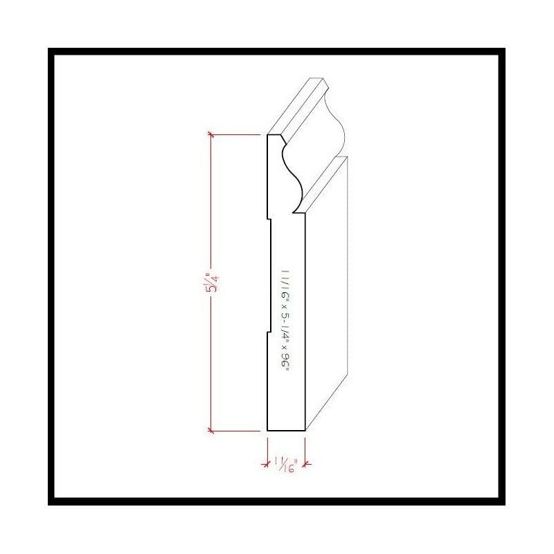 EWBB12 Colonial Baseboard 5-1/4" Tall x 11/16" Moulding. Unfinished, Sapele