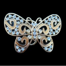 Unbranded LIGHT BLUE RHINESTONES FLYING BUTTERFLY  BELT BUCKLE BOUCLE DE CEINTURE