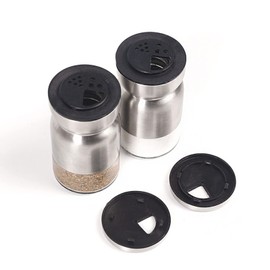 JANKOW 11.5cm*5.6 cm Portable Stainless Steel Spice Shaker Seasoning Dispenser, Salt and Pepper Shaker, Spices Condiment Dispenser( 4PCs) Camping, Hiking, BBQ