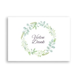 Friendly Fox Thank You Cards Eucalyptus, 12 Thank You Cards with Eucalyptus, Folding Card Blank with Kraft Paper Envelope, DIN A6 Cards Say Thank You