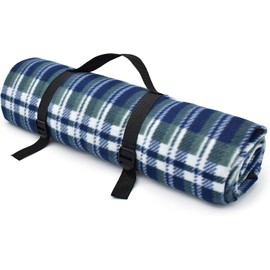 IHIDirect 120x150cm Picnic Blanket with Carrying Handle | Waterproof Back Outdoor Beach Blanket | Machine Washable Picnic Mat Camping Accessories Al Fresco Summer (Checkered Blue)