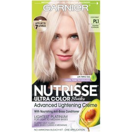 Garnier Nutrisse Ultra Color Nourishing Permanent Hair Color Cream, PL1 Ultra Pure Platinum (1 Kit) Blonde Hair Dye (Packaging May Vary), Pack of 1
