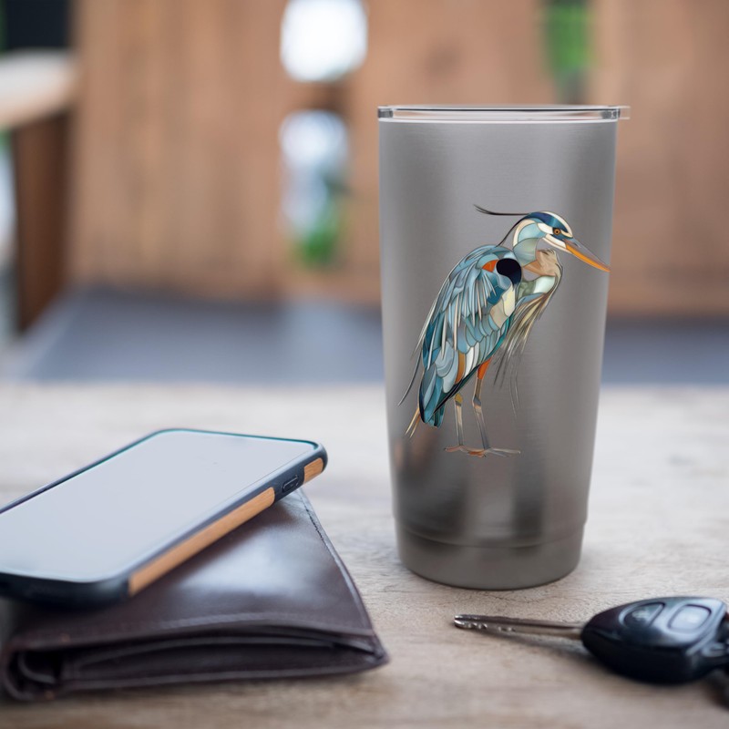 Great Blue Heron Stained Glass Stainless Steel Insulated Tumbler