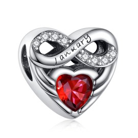 BEEUVIP January Birthstone Charm 925 Sterling Silver Openwork Bead for Charm Bracelets and Necklaces, Birthday Mothers Day Jewelry Gifts Women