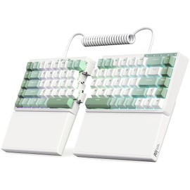 RK ROYAL KLUDGE RKS70 Ergonomic Split Mechanical Keyboard, Wireless Bluetooth/2.4G/Wired Keyboard with Wrist Rest, 75% RGB PC Gaming Keyboards for Win/Mac, Hot Swappable Silver Grey Switches, White