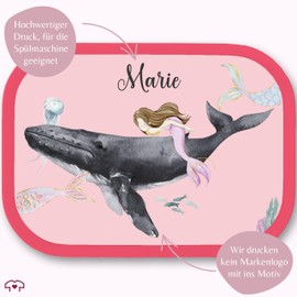 Lunch Box Children's Campus for Mepal - Lunch Box Mermaid with Whale and Name I Lunch Box Water Mermaid Gift Mermaid Motif Underwater World Gifts Underwater Lunch Box - 750 ml - Pink