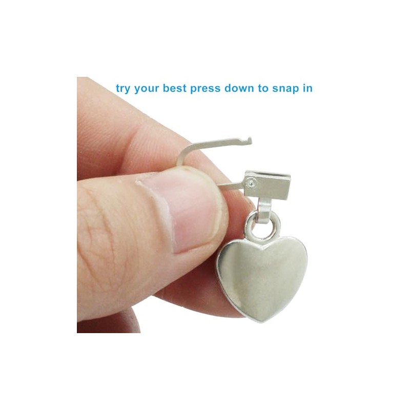 Hitefu 5 Pack Silver Heart Shaped Zipper, Metal Zipper Pull