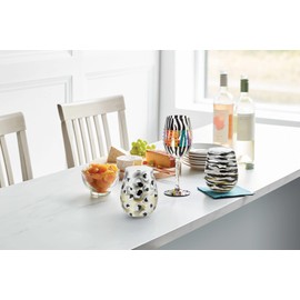 Enesco Designs by Lolita Love Your Stripes Zebra Hand-Painted Artisan Wine Glass, 1 Count (Pack of 1), Multicolor