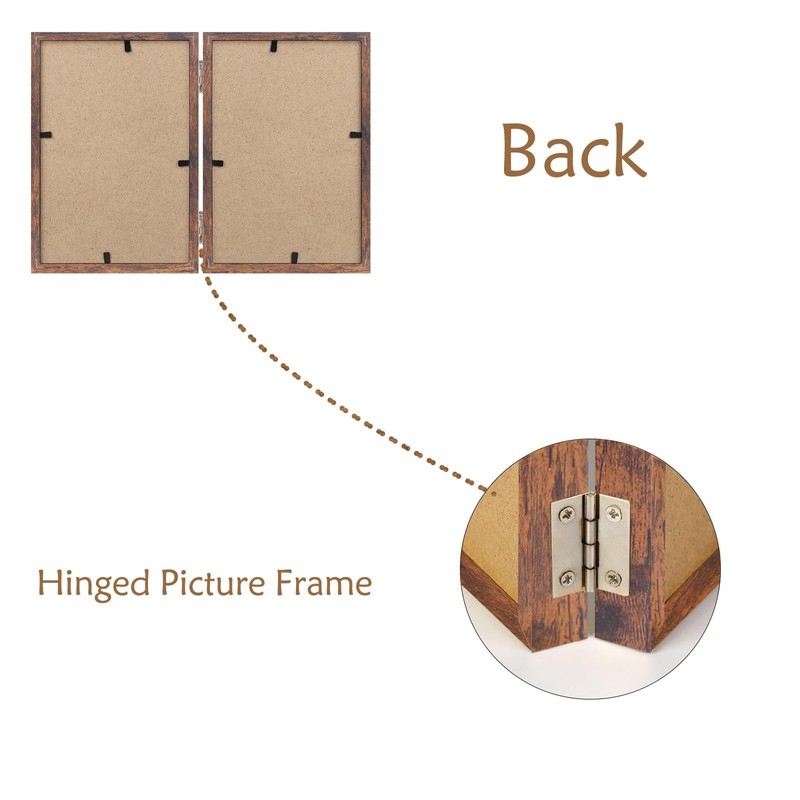 5x7 Double Picture Frame Vertical Wooden Hinged Photo Frames 2