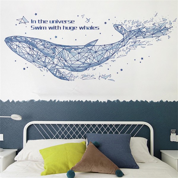 HOTIYOK Wall Sticker, Sea, Blue, Whale, Large Sea Animals, Stickers, Stylish, Removable Wallpaper, Wall Sticker, Wall Sticker, Bathroom, Waterproof, Ins, Wall Decor, Toy Room, Living Room, Bedroom,