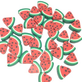 JIHUOO 100 Pcs Fruit Polymer Clay Beads Clay Bead Charms Fruit Theme Spacer Beads Jewelry Making Accessories for Necklace Bracelet Watermelon