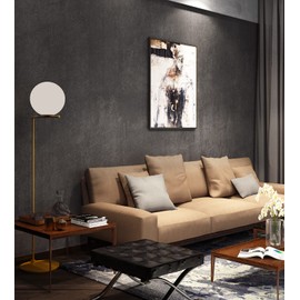 FunStick 36" x 200" Large Textured Concrete Wallpaper Charcoal Grey Cement Peel and Stick Concrete Contact Paper Self Adhesive Removable Vintage Wall Paper Rolls for Countertops Cabinets Table Walls