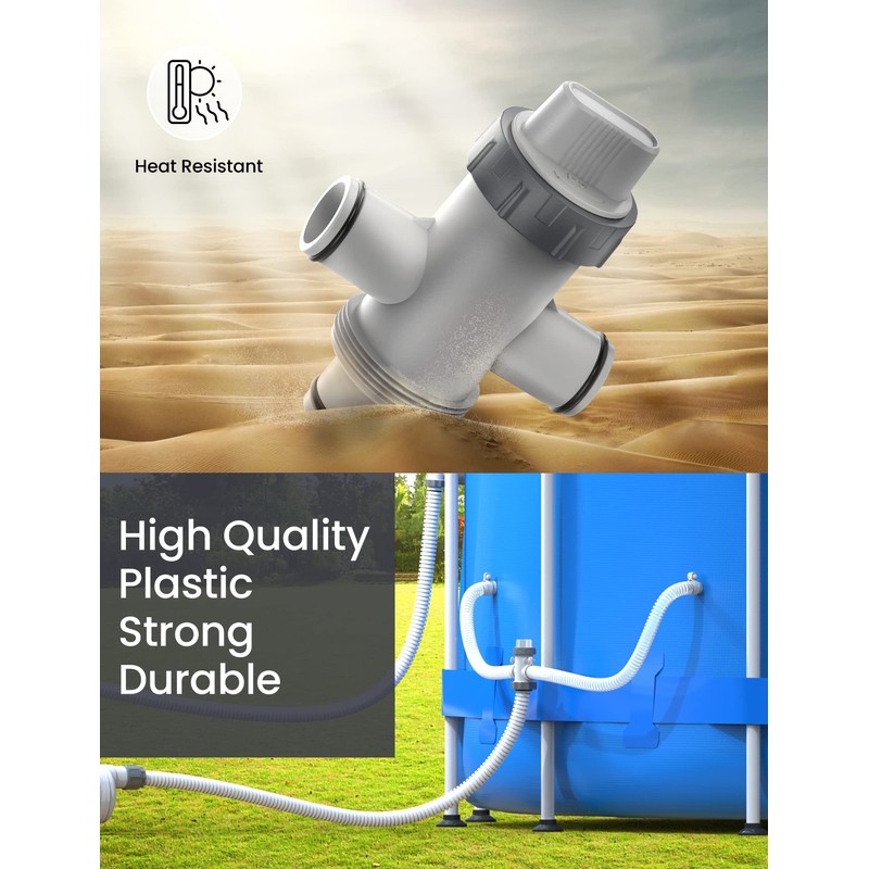 POOLHACKER Dual Split Hose Plunger Valve, Above Ground Pool Parts,