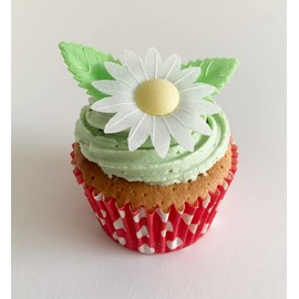 Holly Cupcakes 12 Gorgeous White Edible Wafer Daisies & 12 Pretty Leaves