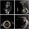 Spinning Fishing Reels with Left/Right Interchangeable Collapsible Wood Handle Powerful