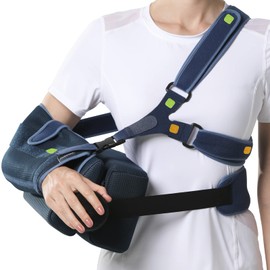 Velpeau Arm Sling with Abduction Pillow for Men Women, Shoulder Support Immobilizer for Rotator Cuff, Surgery, Dislocated, Clavicle Fracture, Broken Arm, with Therapy Ball, Fits Left & Right(Large)