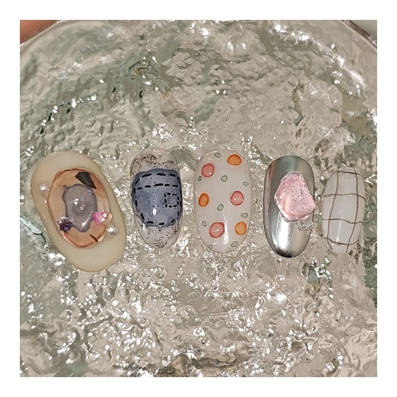 Autumn mood [Handmade nail tips] Emily Nail - Medium Square