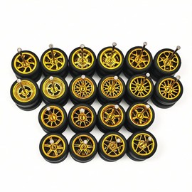 WAVEIST 1/64 Wheels and Tires,Real Rider Series,for Car Culture, The Same Color Electroplated gold but Different Styles,10 sets in a Pack. (Electroplated gold)