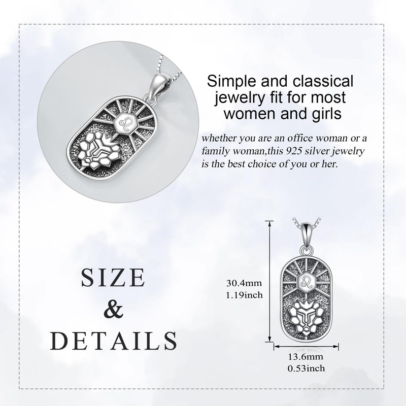 Leo Necklace for Women 925 Sterling Silver Zodiac Sign Constellation