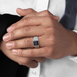 Bestyle 8 x 8 mm | 15 x 15 mm Cubic Zirconia CZ Band Rings for Men Stainless Steel Ring Synthetic Gemstone Birthstone Men's Ring Biker Ring Pinky Jewellery Size 54-72