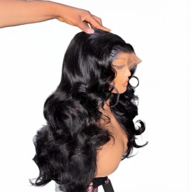 US Warehouse Human Hair Bob Wig 13x4 HD Lace Front Wig Bone Straightcolor: half wig burmese curly 180%, Stretched Length: 16 Inches