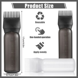 Pimoys Pimoys 2 Pack Root Comb Applicator Bottle 6 Ounce Oil Applicator for Hair Dye, Hair Oiling Applicator Hair Coloring Bottle with Graduated Scale, Black and White