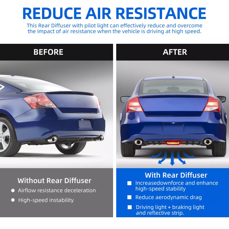 KEEPDSGN Carbon Fiber Rear Bumper Diffuser w/ LED Brake light